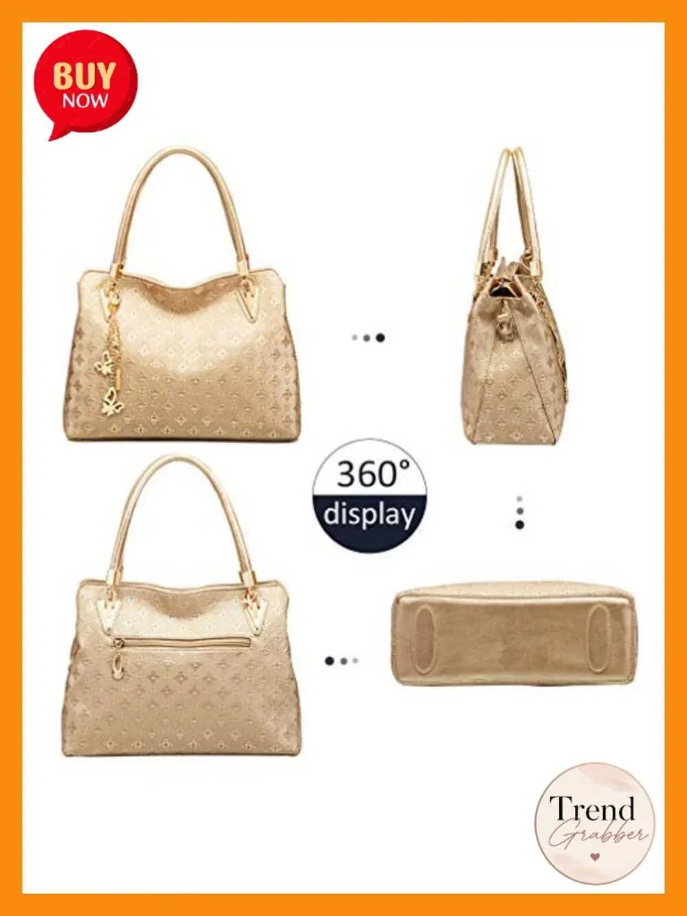 4 Pc PU Leather Handbag Set Tote Crossbody Wallet Card Holder
